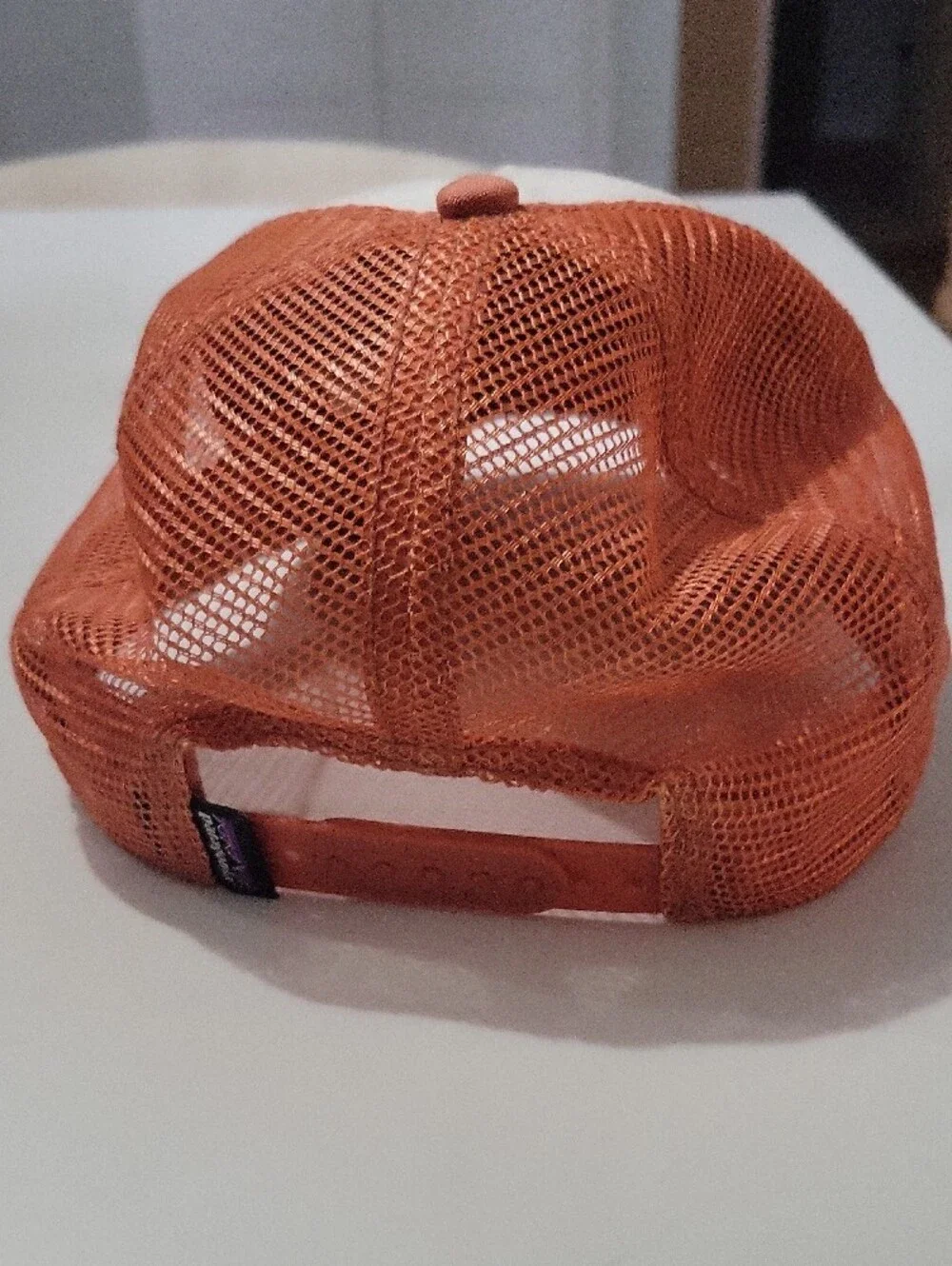 Patagonia White and Coral Embroidered Logo Trucker Hat